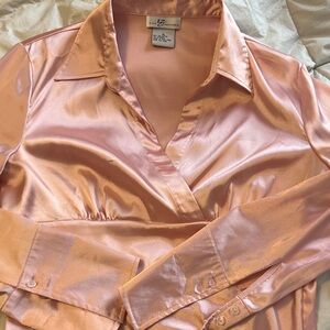 Iz Byer Peach Satin Blouse